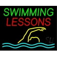 thumbnail image 1 of Swimming Lessons LED Neon Sign 24 x 31 - inches, Clear Edge Cut Acrylic Backing, with Dimmer - Bright and Premium built indoor LED Neon Sign for Bar decor., 1 of 7