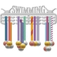 thumbnail image 1 of Swimming Medal Hanger Medal Holder Display Rack Wall Mount Frame Shelf Sports Medal Metal Hanger 3 Wave Lines for 60 Medals Awards Ribbon Race Runner Gymnastics Soccer 6x15.7Inch(Silvery) Silver DIY, 1 of 9