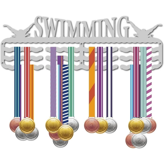 Swimming Medal Hanger Medal Holder Display Rack Wall Mount Frame Shelf Sports Medal Metal Hanger 3 Wave Lines DIY