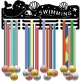 thumbnail image 1 of Swimming Medal Holder Hanger Black Dog Metal Iron Medal Rack Organizer Medal Stand Frame Hanging Over 60 Medals Sea Wall Mounted Hanger for Dancer Ballet Runner 15.7 x 6Inch, 1 of 7