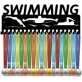 thumbnail image 1 of Swimming Medal Holder Hanger Medals Display Rack Black Metal Iron Medal Shelf Hanger Organizer Medal Stand Frame Wall Mounted with 20 Hanging Hooks for Lanyard Ribbon Swimmers 6x15.7Inch, 1 of 7
