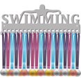 thumbnail image 1 of Swimming Medal Holder Swimmer Medals Hanger Sport Athlete Awards Display Stand Wall Rack Mount Decor Stainless Steel Metal Hanging for Home Badge 20 Hooks Medalist Over 60 Medals Silver, 1 of 9