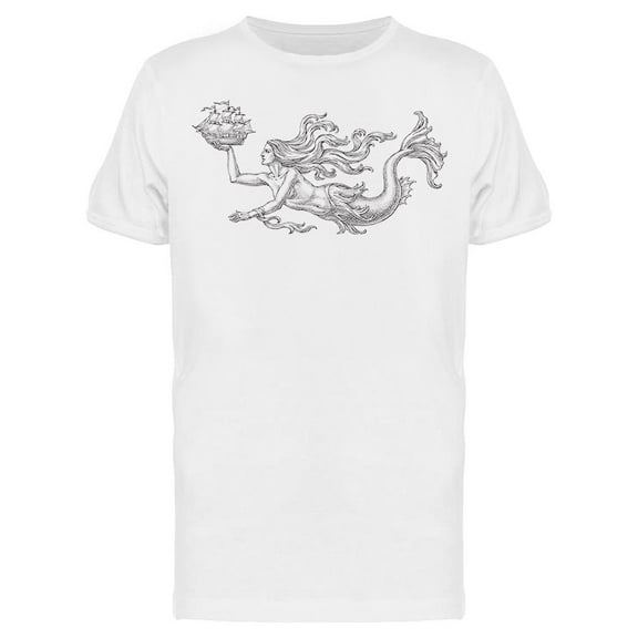 Swimming Mermaid And A Ship T-Shirt Men -Image by Shutterstock, Male Small