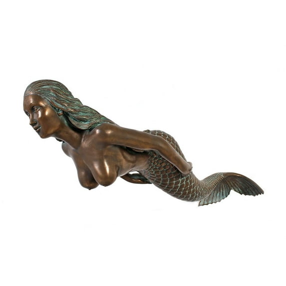 Swimming Mermaid Serina Verde Bronze Finish Large Hanging Sculpture