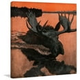 thumbnail image 1 of "Swimming Moose" Painting Print on Wrapped Canvas, 1 of 7