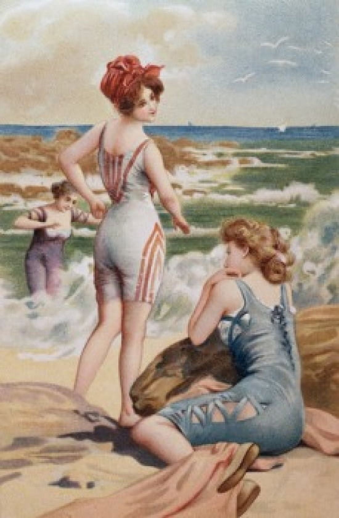 Swimming Nostalgia Cards Canvas Art - (24 x 36)