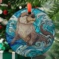 thumbnail image 1 of Swimming Otter Ornament Suncatcher, Otter and Flowers Window Hanging, Ocean Animal Lover Home Decoration, Indoor Decor, 2025, Holiday Decoration, 2025, Festive Home Accent,, 1 of 5