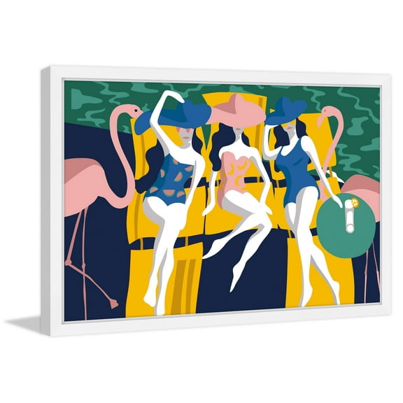 Swimming Party Framed Painting Print