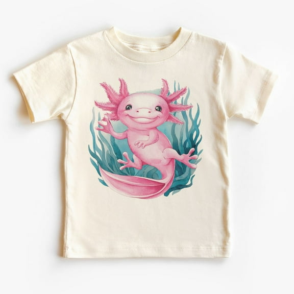 Swimming Pink Axolotl Salamander Kids Shirt - Educational Amphibian Outfit - Axolotl Obsessed Tee - Toddler & Youth Boho T-Shirt TODDLER SHORT SLEEVE TEE BELLA CANVAS 3001T