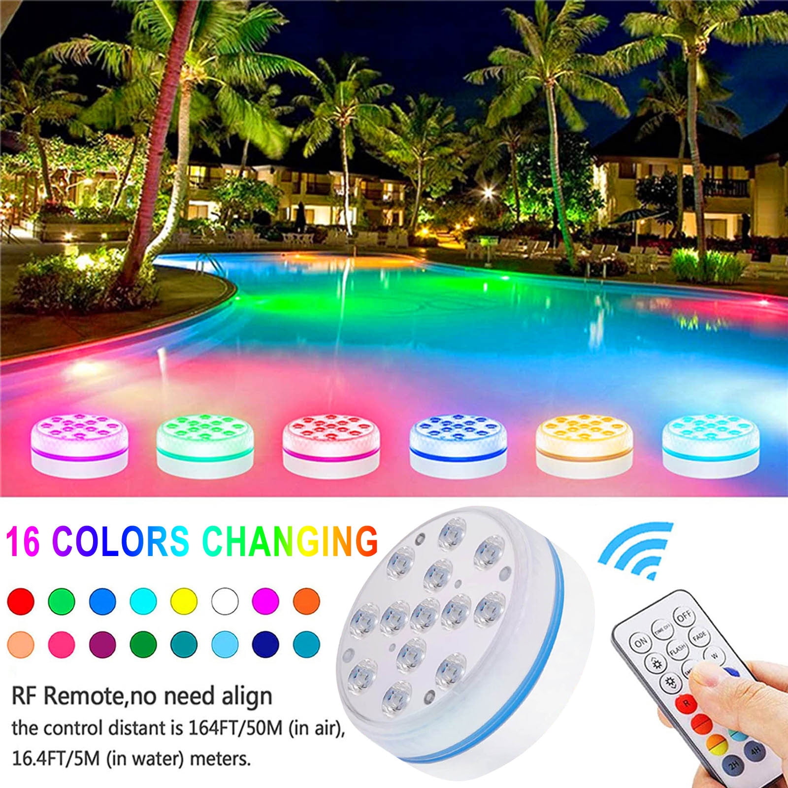 Submersible Pond Lights Remote Control 13 Led Bright Rgb Led Light ...