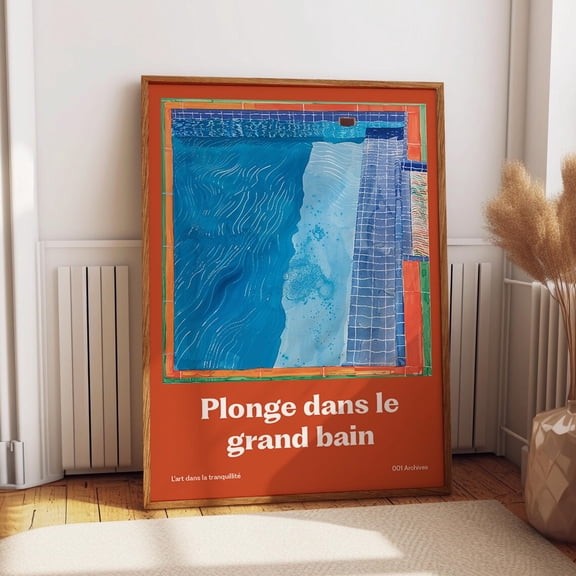 Swimming Pool Art Poster - Relaxing Water And Tile Artwork Wall Art - French Summer Pool Wall Art, Modern Wall Decor, 16x24 UNFRAMED