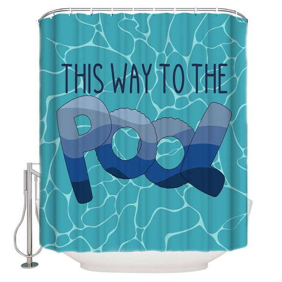 Swimming Pool Bathroom Shower Curtains with 12 Hooks Polyester Waterproof Shower Curtain for Stalls and Bathtubs Summer Ocean Beach Abstract Texture Decorative Bathroom Privacy Curtain 72x72 Inches