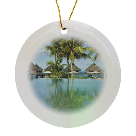 3drose, Swimming Pool, Bora Bora Nui Resort - Oc13 Mwt0031 - Michele Westmorland, Circle Porcelain Ornament