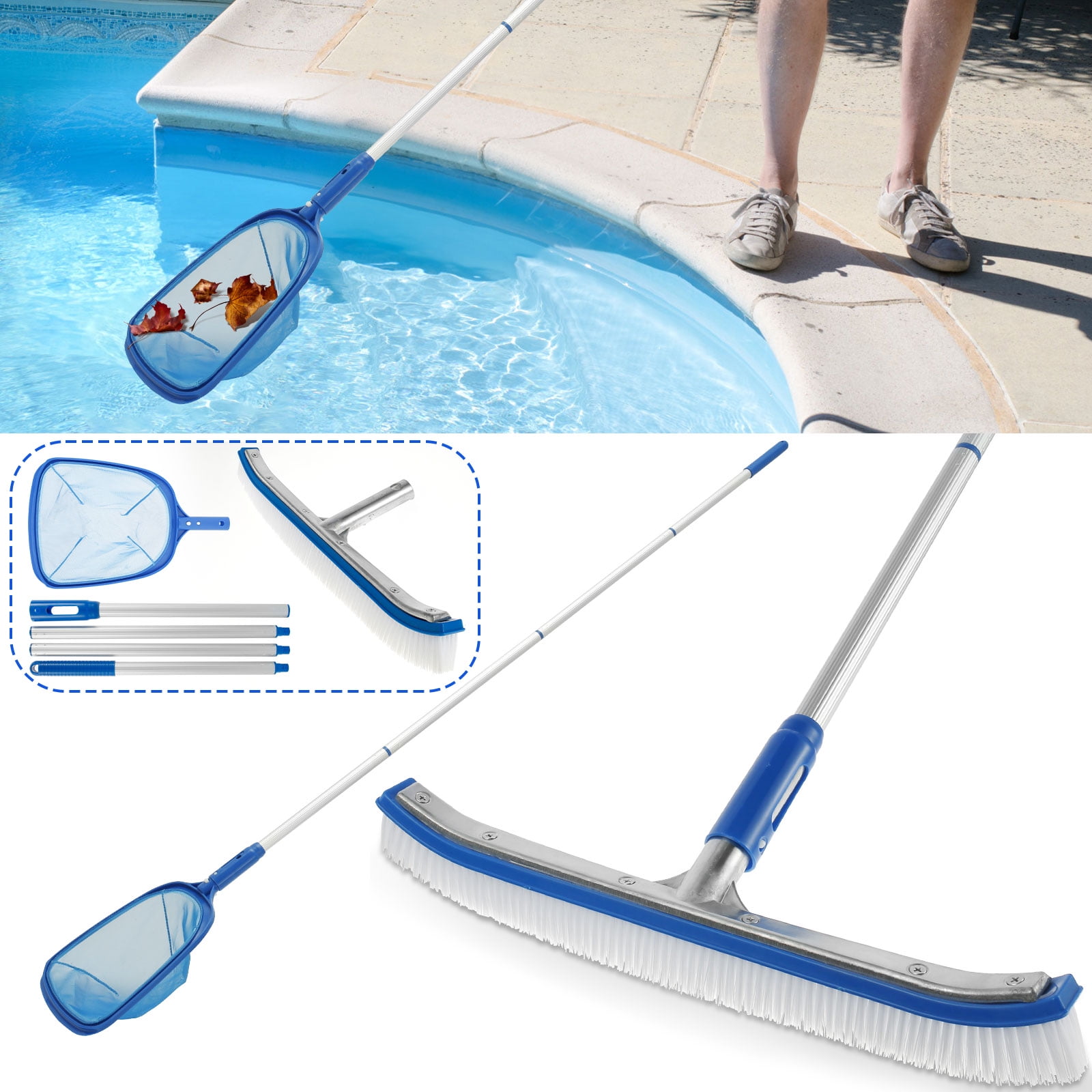Swimming Pool Brush Set Portable Swimming Pool Cleaning Brush with 63in ...