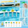 Swimming Pool Cartoon Thermometer Floating, Easy Read Duck Shape Floating Pool Temperature Thermometer with String for Pools Hot Tub Outdoor Ponds(B)