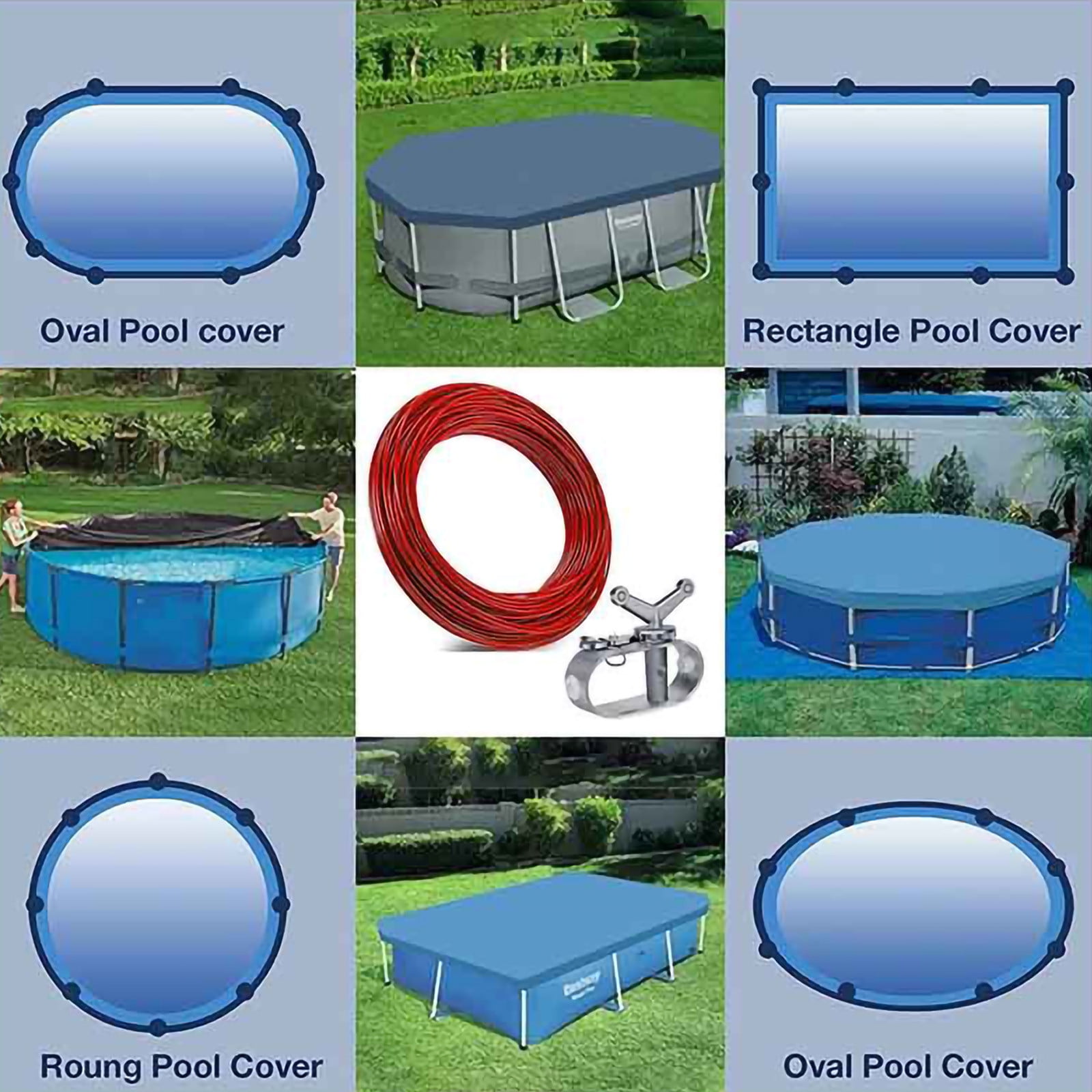 Swimming Pool Cover Cable Winch Kit 30M Ground Pool Winter Safety Cover ...