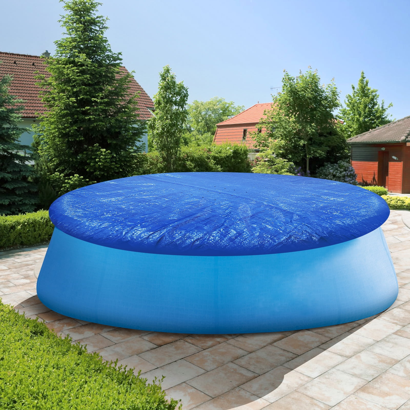 Pawsdot Blue Round Pool Debris Cover with Reinforced Rope for Swimming ...
