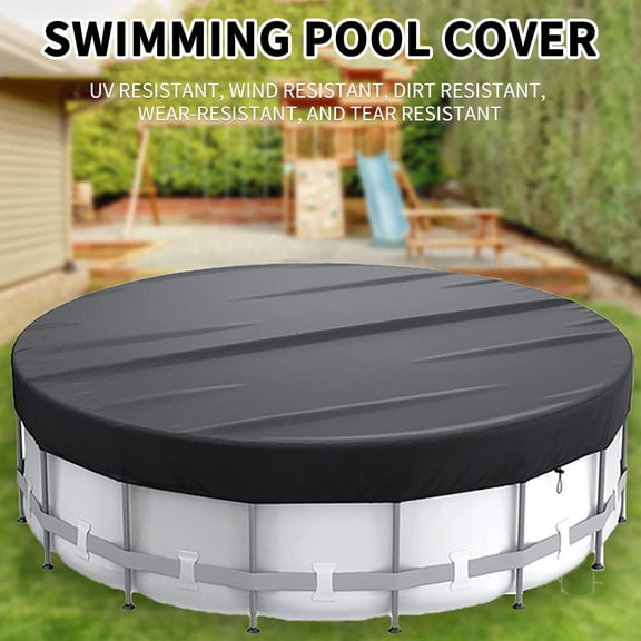 Swimming Pool Cover Round Above Ground Pool Cover With Secure Winch Cable, Weather Resistant Debris Protection Durable Fit, for backyard pool winter cover outdoor garden use