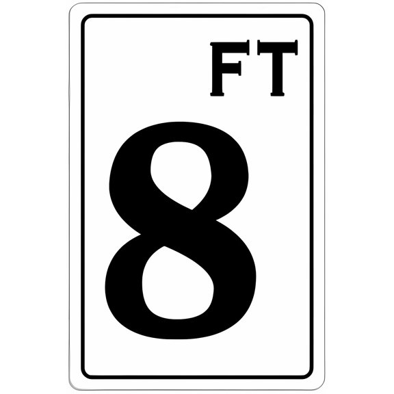 Swimming Pool Deck Depth Marker 8 FT Warning Sign - 8"x12", Metal Decor for Pool Areas, Safety Zones, Business/Home