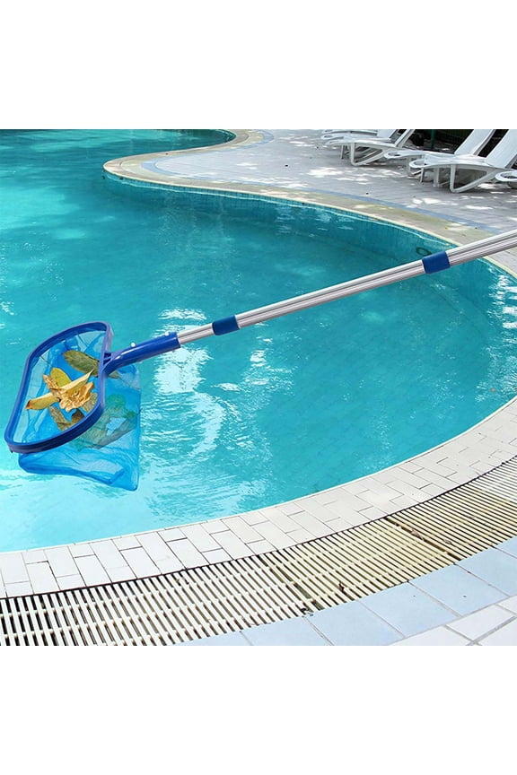 Swimming Pool Deep Skimming Net - Medium Fine Mesh Leaf Rake for Pool Cleaning, Plastic Debris Skimmer for Hot Tubs, Spa Baths (16.14x11.41Inch, Blue)