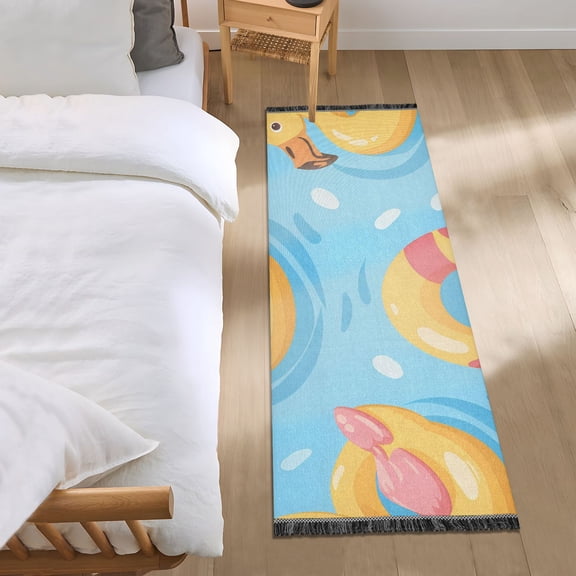 Swimming Pool Duck Buoy Bedside Runner Rug 2'x 6' Non Slip Carpet Floor Mat Area Rug