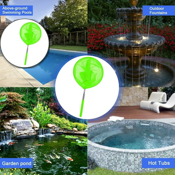 Swimming Pool Fishing Net Skimmer Pond Bathtub Leaves With Rod Cleaning