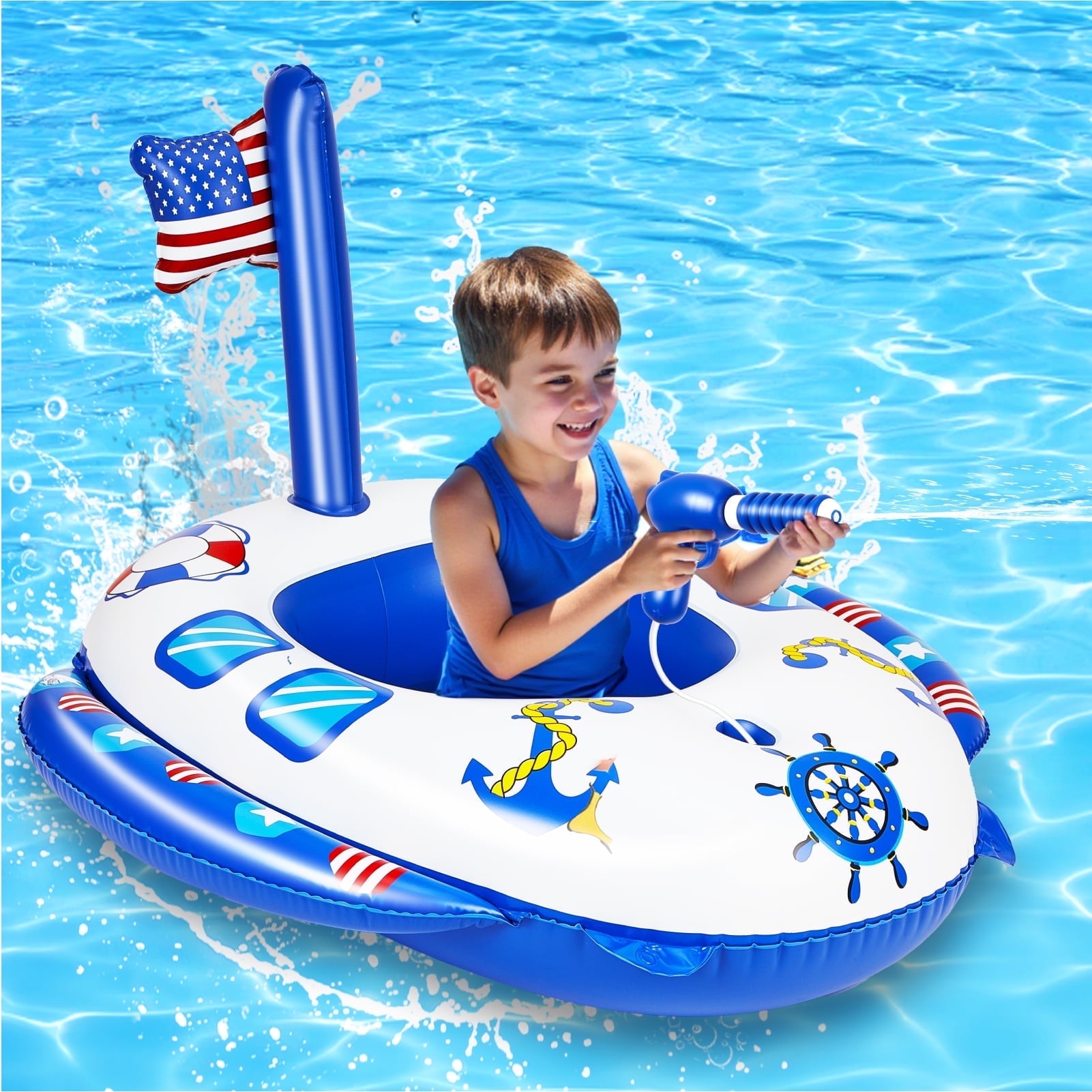 Inflatable Pool Floats for Toddlers with Built-in Water Squirt Gun ...