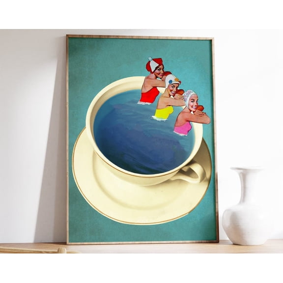 Swimming Pool Futurist Cyberpunk Sci Fi Retro Modernist Space Vintage Wall Art Print, Unframed Paper Poster 8x10in