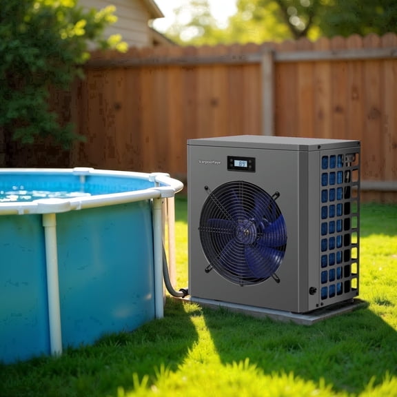 Varpoolfaye 16,000 BTU Swimming Pool Heat Pump Electric Pool Heater for Above Ground Pools Up to 5,000 Gallons, Heating and Cooling Pool Heater 120V