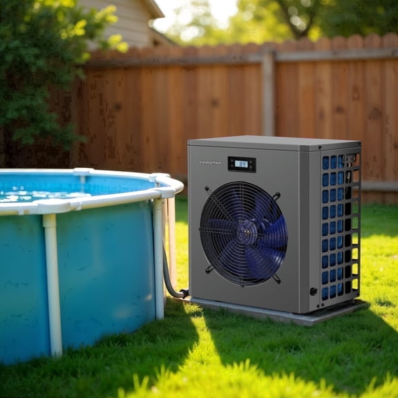 Varpoolfaye 16,000 BTU Swimming Pool Heat Pump Electric Pool Heater for Above Ground Pools Up to 5,000 Gallons, Heating and Cooling Pool Heater 120V