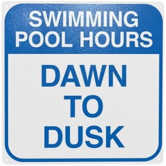 Swimming Pool Hours Warning Signs, Pool Rules Security Metal Signs for Home Business Outdoor Indoor Road Yard Garage Street Wall Safety Caution Custom Decor 12 x 12 Inch