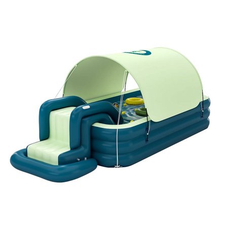 Swimming Pool for Kids and Adults, Inflatable Pool with Slide, Oversized Thickened Family Inflatable Pool for Toddlers, Outdoor, Garden, Backyard, Summer Water Party(Green,102"/3Layers)