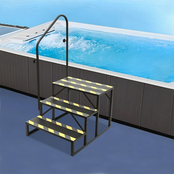 Swimming Pool Ladder Above Ground 3-Step Portable Step Ladder with Handrails