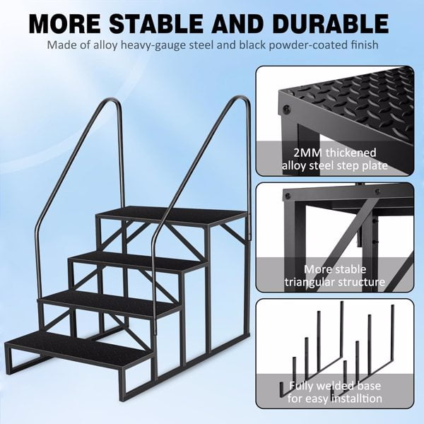 Swimming Pool Ladder above Ground, RV Steps with Handrail, Heavy Duty Pool Step Hot Tub Steps, 660 lbs Weight Capacity Camper Step Stool Mobile Home Stair for Getting High