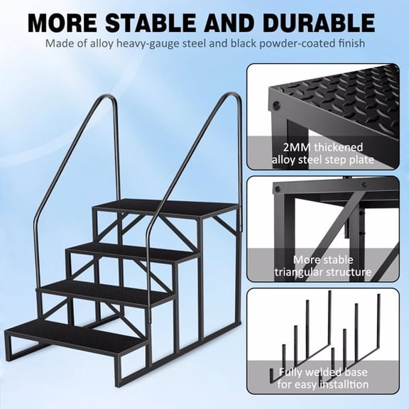 Swimming Pool Ladder above Ground, RV Steps with Handrail, Heavy Duty Pool Step Hot Tub Steps, 660 lbs Weight Capacity Camper Step Stool Mobile Home Stair for Getting High
