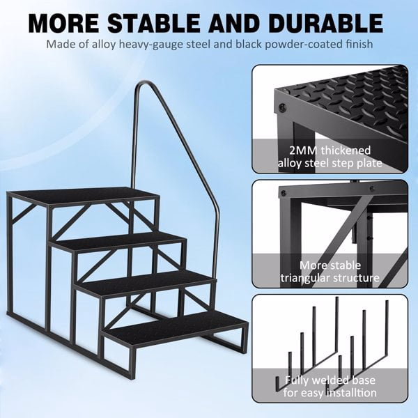 Swimming Pool Ladder Above Ground, RV Steps with Handrail, Pool Step Hot Tub Steps, 660 lbs Weight Capacity Camper Step Stool Mobile Home Stair for Getting High