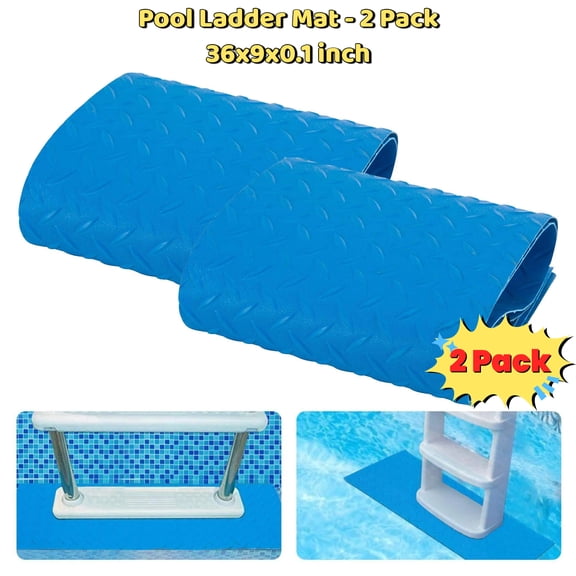 Swimming Pool Ladder Mat, Protective Non-Slip Pool Step Pad with Texture, for Above Ground Pools Steps Stairs Ladders 36 x 9 inch (B - 2 Pack)