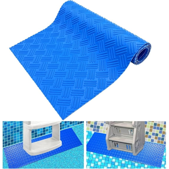 Swimming Pool Ladder Mat - Protective Pool Ladder Pad Step Mat with Non-Slip Texture, Blue Medium Pool Step Mat, Pool Liner Protection Mat (30 X 36 inch)