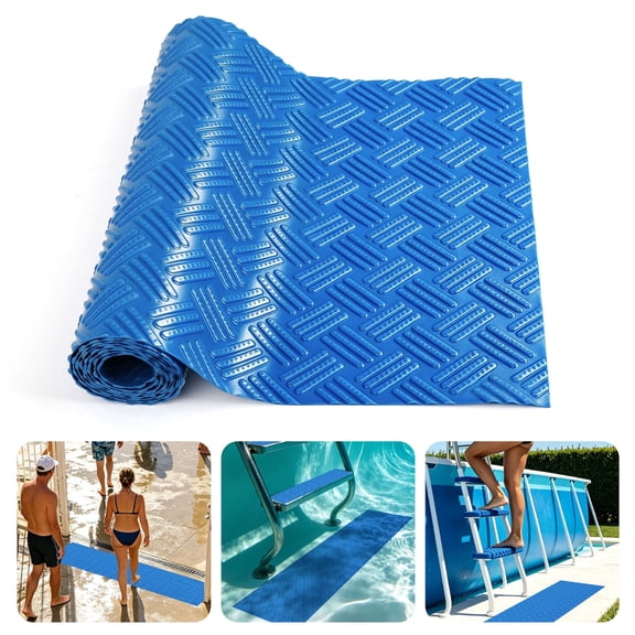 Swimming Pool Ladder Mat, TSV 35 x 9'' Protective Pool Step Pad with Non-Slip Texture, Pool Step Mat for Above Ground Liner and Stairs, Blue
