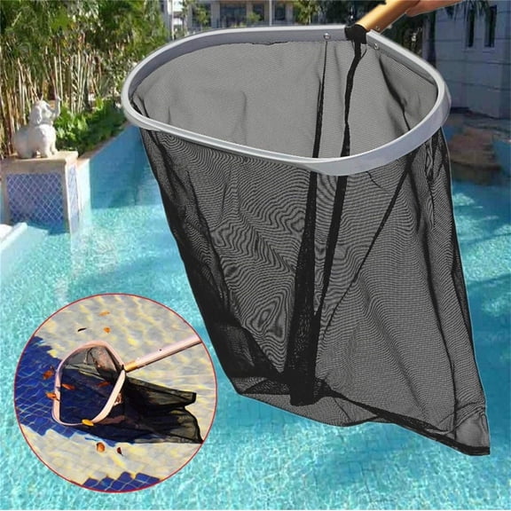 Swimming Pool Leaf Net Skimmer Rake with Long Pole and Nylon Medium Fine Mesh for Cleaning Swimming Pools, Hot Tubs, Spas and Fountains