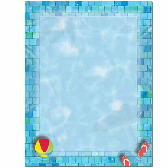 Pool Party Letterhead Laser & Inkjet Printer Paper - 8 1/2in. x 11in. - 25 Sheets (olh066)