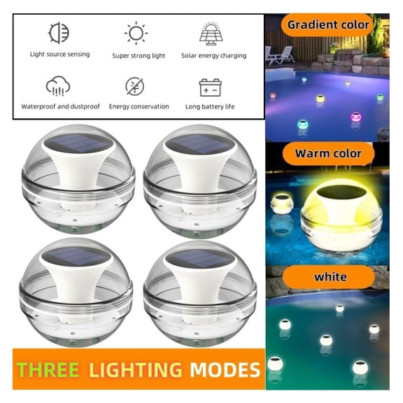 Swimming Pool Lights Solar Floating Light with Multi-Color LED Waterproof Outdoor Garden Lights 6pcs,IPX7 Waterproof Rechargeable Color Changing Led Glow Globe Pool