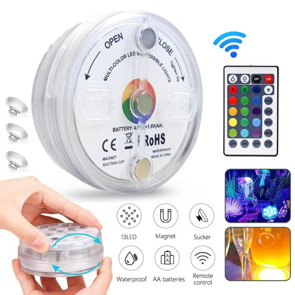 Swimming Pool Lights with Remote Control RGB Dive Light Durable LED Bulb Portable Underwater Night Light