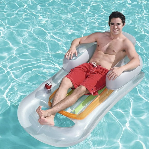 Swimming Pool Lounger Rafts Floats,Premium Recliner Pool Lounger Float for Adults,Tanning Pool Float with Backrest and Cup Holder,Inflatable Pool Floats,Swimming Mattress for Summer,Beach
