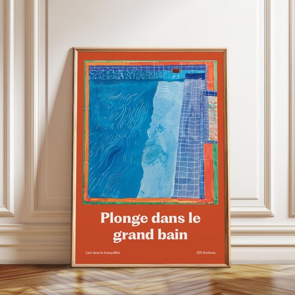 Swimming Pool Modern French Riviera Wall Decoration, Unframed Canvas 8x10in