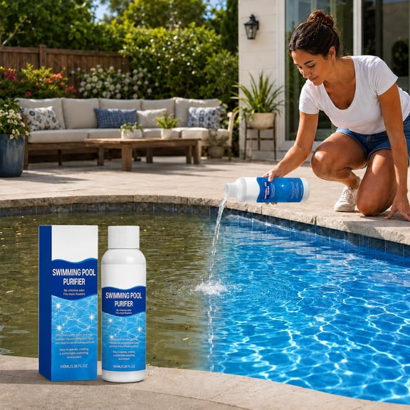 Swimming Pool Purifying Liquid–Crystal Clear Water, Pool Clarifier, Helps Improve Water Clarity , Suitable for Inground Pools and Above Ground Pools