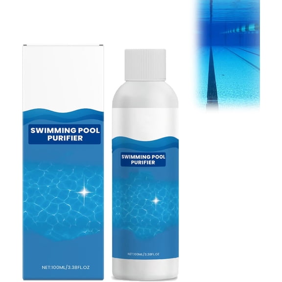 Swimming Pool Purifying Liquid, Pool Water Clarifier Cleaner, Crystal Clear Water Treatment for Above Ground and In Ground Pools (100ml)
