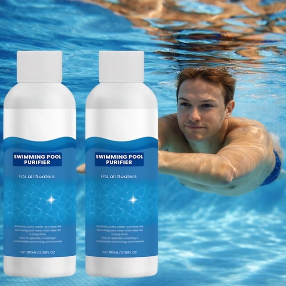 Swimming Pool Purifying Liquid, Swimming Pool Purifying Liquid Water Clarifier for Pools, for Fits All Floaters, 100ml/3.38 Fl.Oz (2PC)