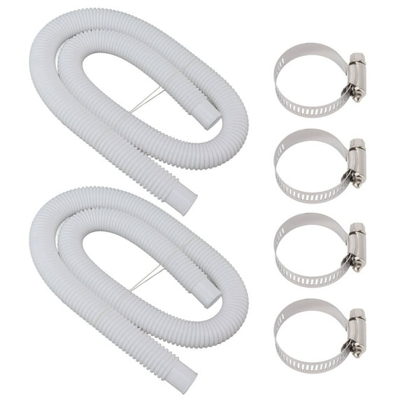 Swimming Pool Replacement Hoses, 2 Pack With 4 Clamps, Fits Various Pool <span Style="background:red"></span> Sizes, Durable
