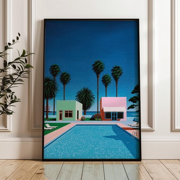 Swimming Pool Retro Coastal Japanese City Pop Modern Poster Home Decor ...